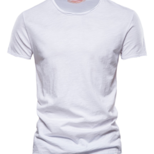 Men's New Solid Color Slub Cotton Round Neck Short Sleeve T-Shirt