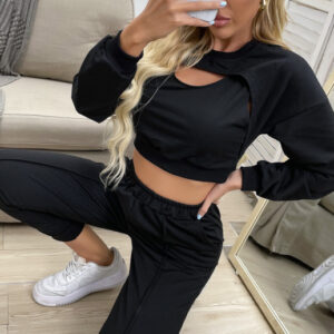 Ladies Fashion Hollow Sports Casual Suit