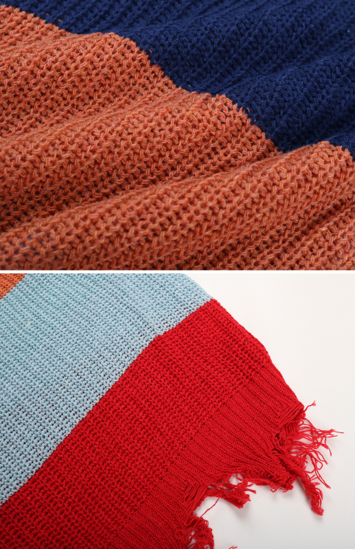 Ladies V-Neck Striped Stitching Sweater - Image 5