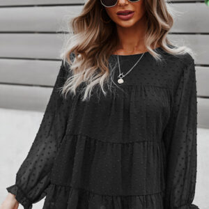 Ladies Casual Round Neck Casual Jacquard Top