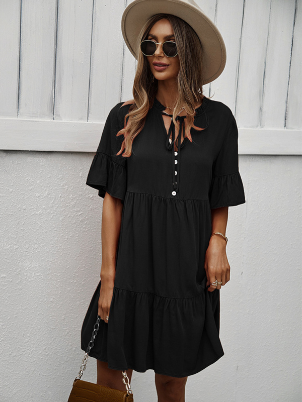 Women's spring and summer temperament casual solid color sexy dress - Image 2