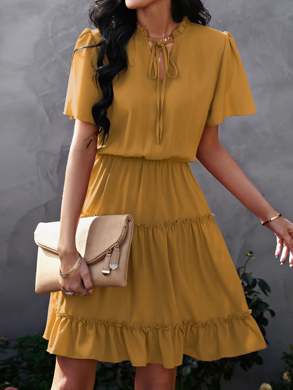 Women's high neck loose Ruffle Dress - Image 14