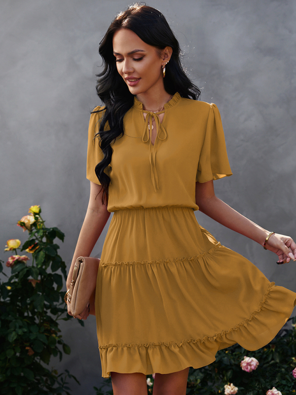 Women's high neck loose Ruffle Dress - Image 15