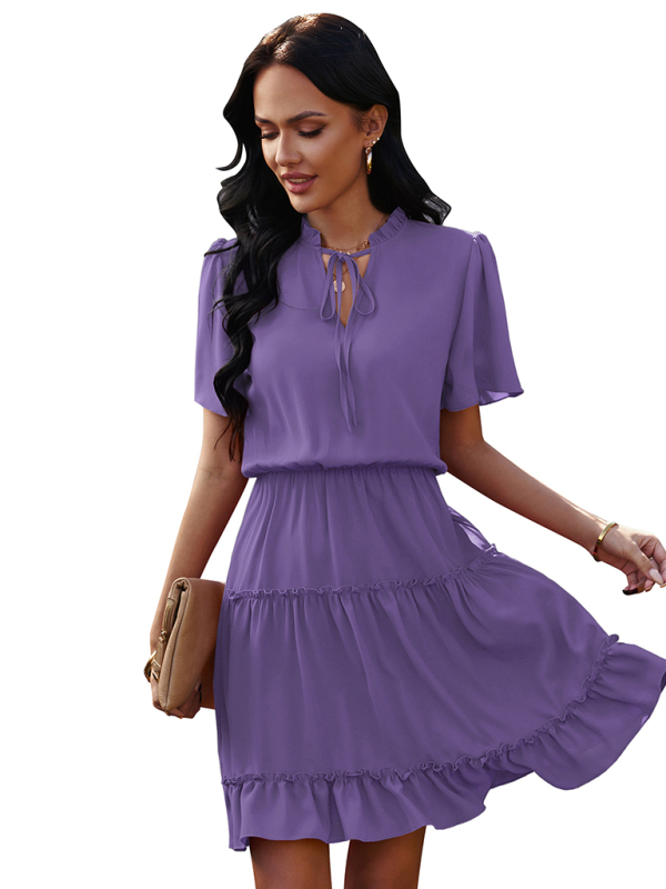 Women's high neck loose Ruffle Dress - Image 12