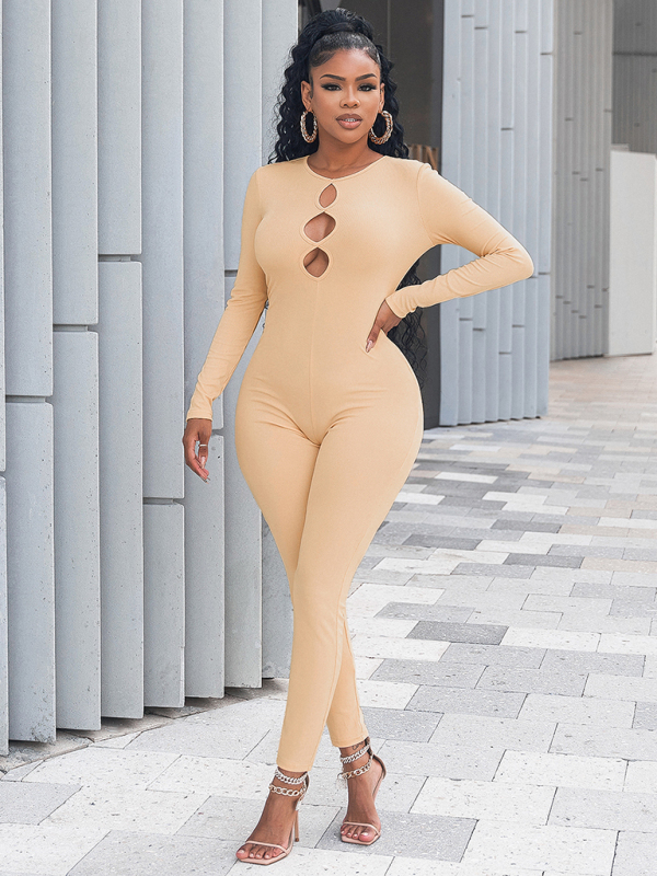 Women's solid color slim fit hip lifting Jumpsuit - Image 4