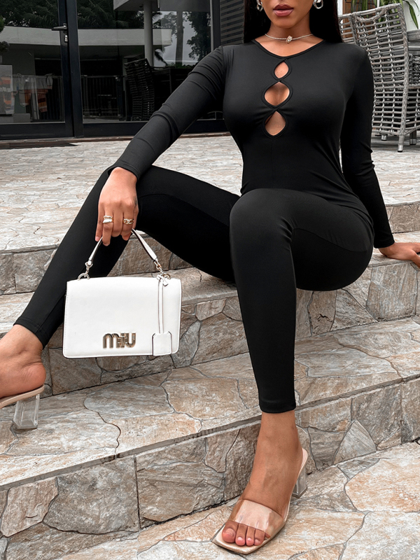 Women's solid color slim fit hip lifting Jumpsuit - Image 8