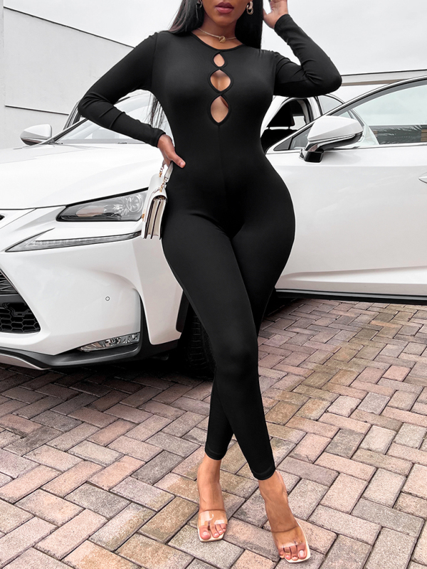 Women's solid color slim fit hip lifting Jumpsuit - Image 9