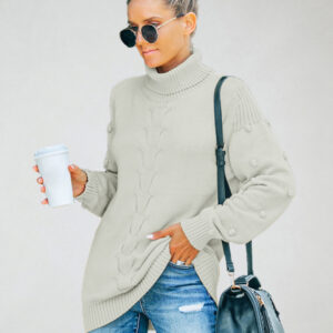New style foreign trade knitting long sleeve loose high neck sweater for women