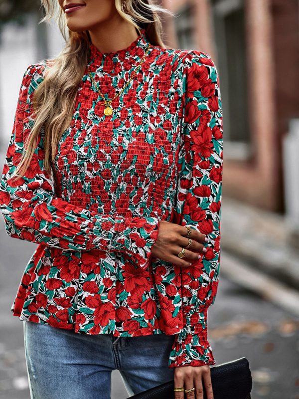 Elegant and elegant women's waist round neck top spring and autumn four seasons - Image 4