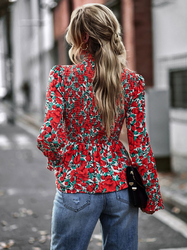 Elegant and elegant women's waist round neck top spring and autumn four seasons - Image 5