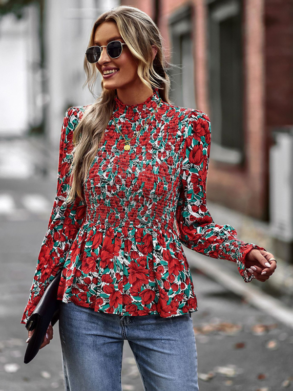 Elegant and elegant women's waist round neck top spring and autumn four seasons - Image 3