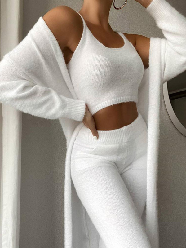 Sexy V-neck plush short vest and trousers three-piece suit - Image 12