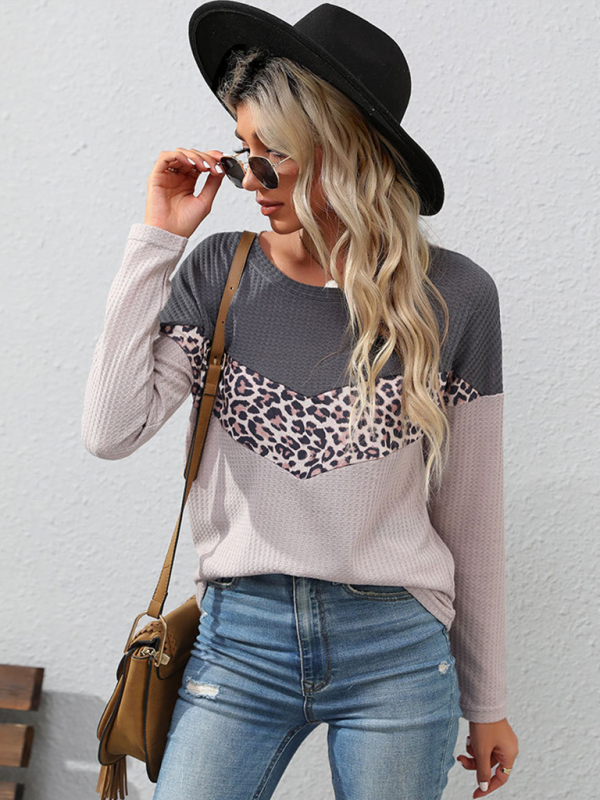 Leopard Print Drop Shoulder Knit Top - Image 2