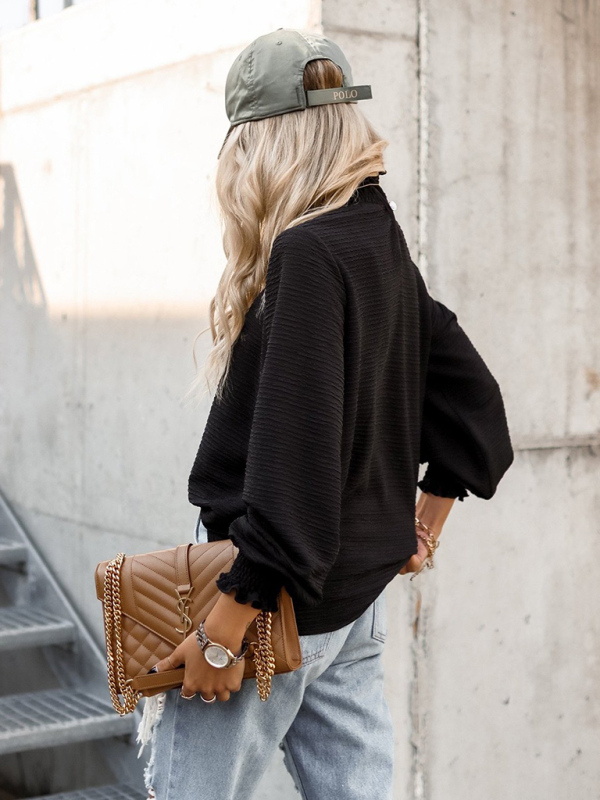 New women's all-match loose solid color top shirt - Image 4