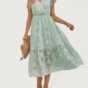 Women's Ruffle Sleeve Floral Patterned Dress