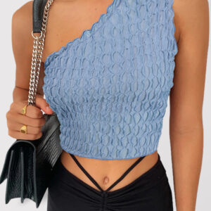 Women's Solid Color Texture One Shoulder Tank Top