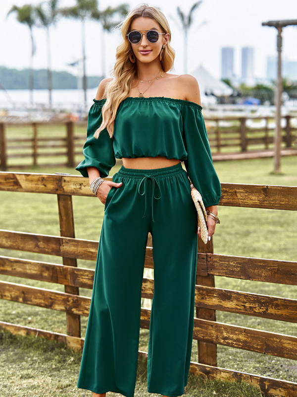 Women's casual sexy tube top top wide-leg trousers two-piece set - Image 10