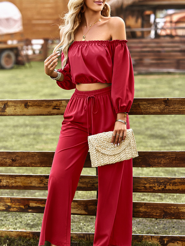 Women's casual sexy tube top top wide-leg trousers two-piece set - Image 14