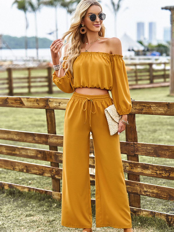 Women's casual sexy tube top top wide-leg trousers two-piece set - Image 15