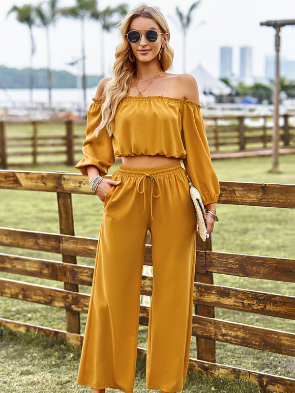 Women's casual sexy tube top top wide-leg trousers two-piece set - Image 17