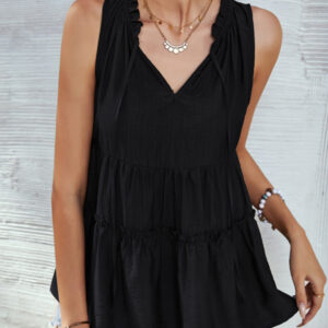 Women's Woven V-Neck Stitching A-Shape Vest