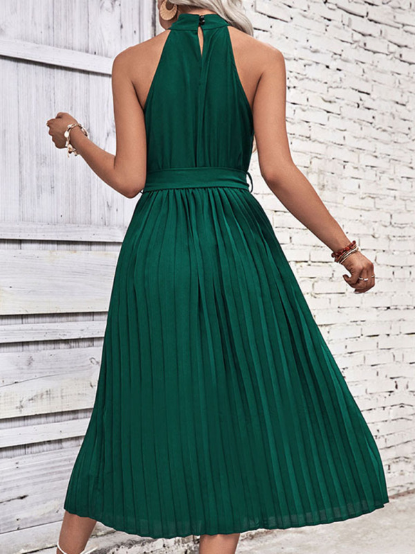Summer new fashion solid color halter neck dress minimalist style - Image 2