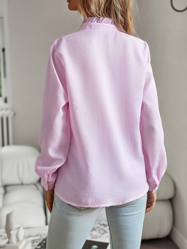 Elegant commuter open button ruffle top - Image 7