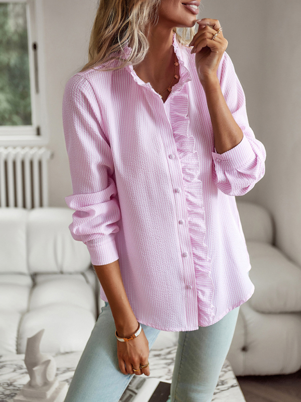 Elegant commuter open button ruffle top - Image 5