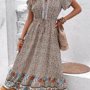 New fashion ethnic style V-neck floral dress