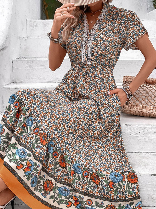 New fashion ethnic style V-neck floral dress - Image 4
