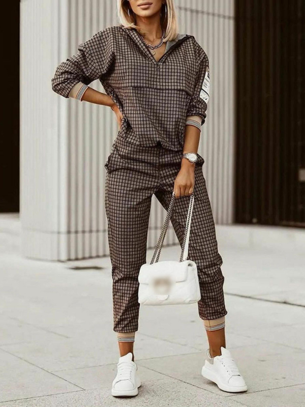 Printed long-sleeved trousers set High-quality sweater set - Image 3