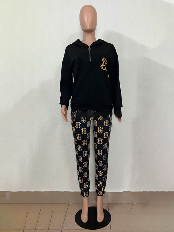 Printed long-sleeved trousers set High-quality sweater set - Image 15