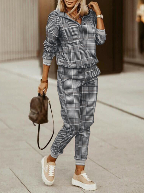 Printed long-sleeved trousers set High-quality sweater set - Image 2