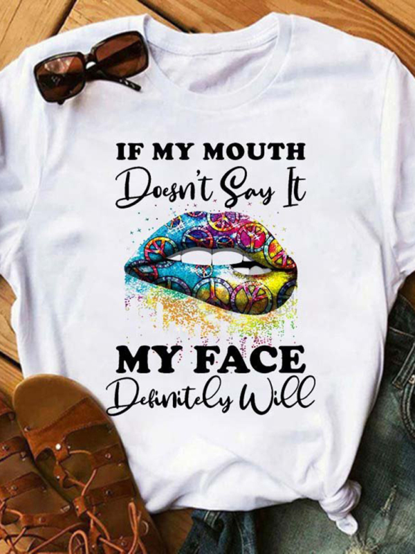 Women's Graphic Lip Print Leisure T-Shirt - Image 4