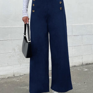 women's cross-border slim button casual pants