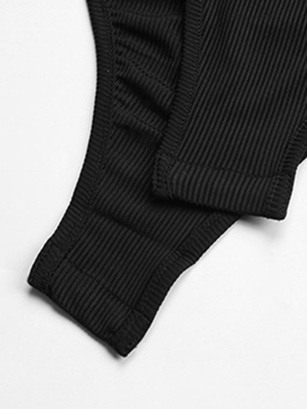 Sexy Fake Two-Piece Skinny Hollow Black Onesie - Image 2