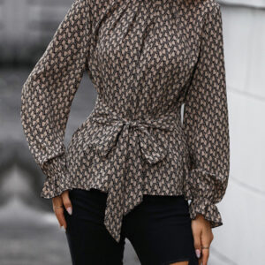 Women's Autumn and Winter Long Sleeve Long Sleeve Slim Leopard Print Shirt