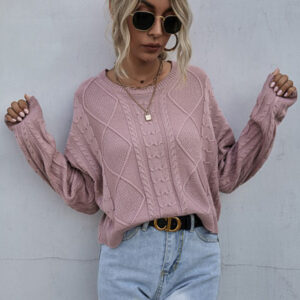 New loose long sleeve thin twist solid color sweater