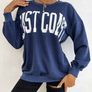 Casual Letter Print Loose Hoodie Top