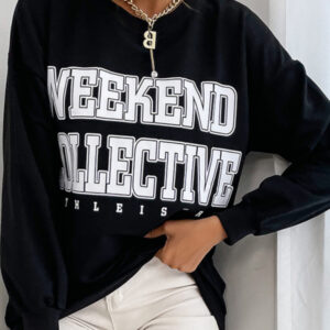 Women Casual Letter Print Hoodie Sweatshirt