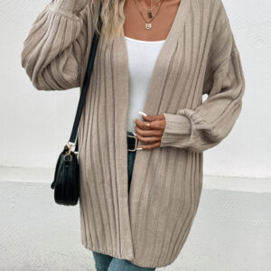 New women's long sleeve solid color cardigan sweater