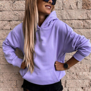 New autumn and winter long-sleeved solid color pullover hooded sweatshirt top