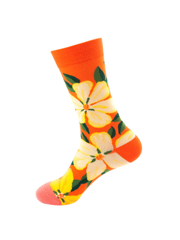 Floral Pattern Casual Knit Women's Socks - Image 9