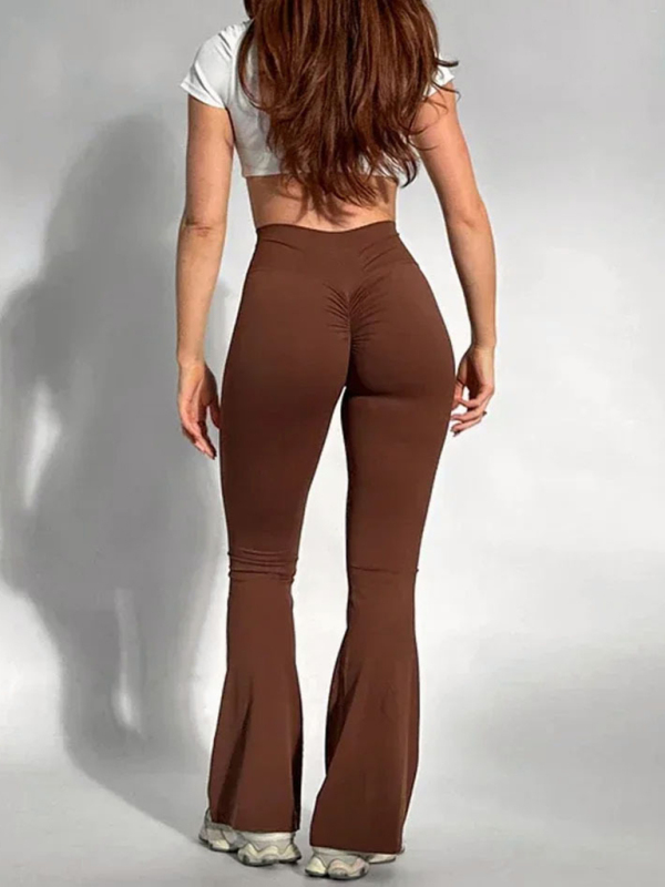 New peach yoga high waist hip lifting leggings and flared pants - Image 11