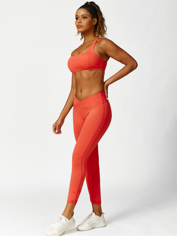 New drawstring yoga wear breathable solid color yoga bra - Image 10