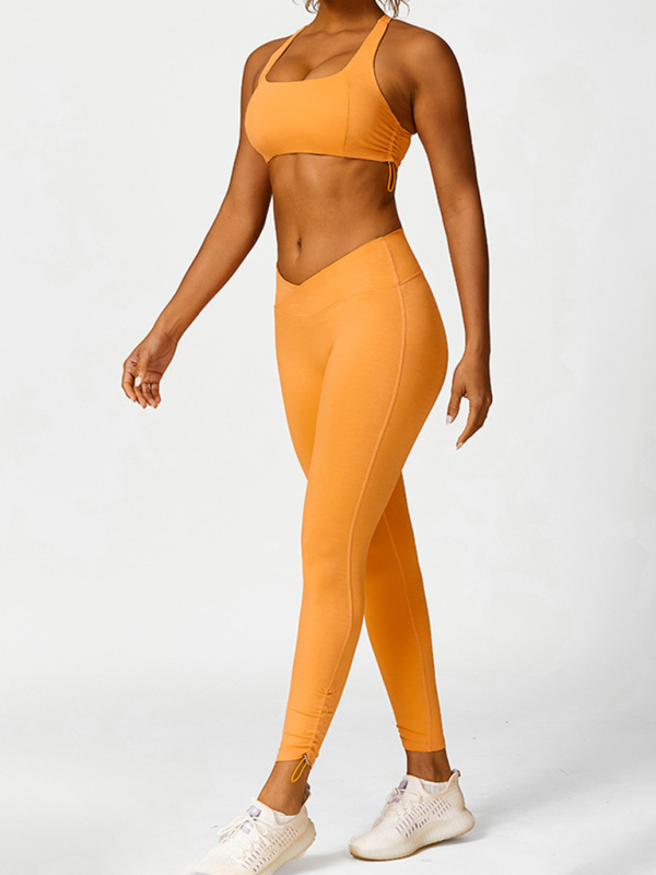 New drawstring yoga wear breathable solid color yoga bra - Image 12