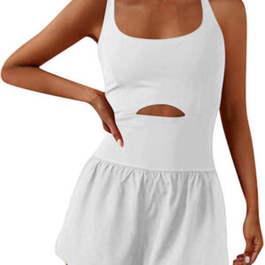 Women's beautiful back double strap tight jumpsuit yoga sports jumpsuit shorts