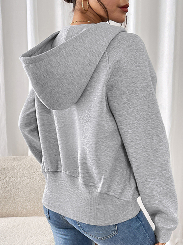 Long-sleeved casual hoodie autumn and winter new style plus velvet thickened solid color pullover sweater top - Image 2