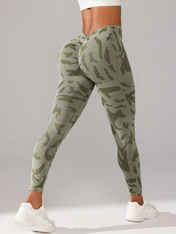 V waist camouflage peach hip sports trousers seamless yoga pants waisted fitness pants - Image 6