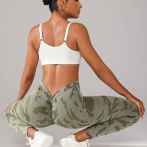 V waist camouflage peach hip sports trousers seamless yoga pants waisted fitness pants